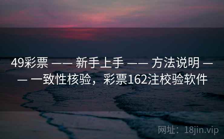 49彩票 —— 新手上手 —— 方法说明 —— 一致性核验，彩票162注校验软件